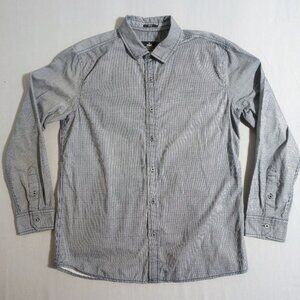 Mavi Denim Wear Fitted casual button down shirt men's sz M grey stripes pattern